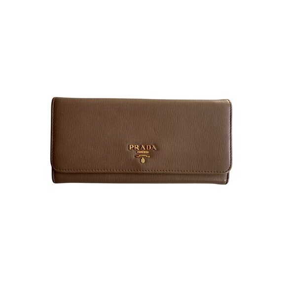 PRADA Cammeo Camel Saffiano Leather Clutch Long Wallet - Picture 1 of 11